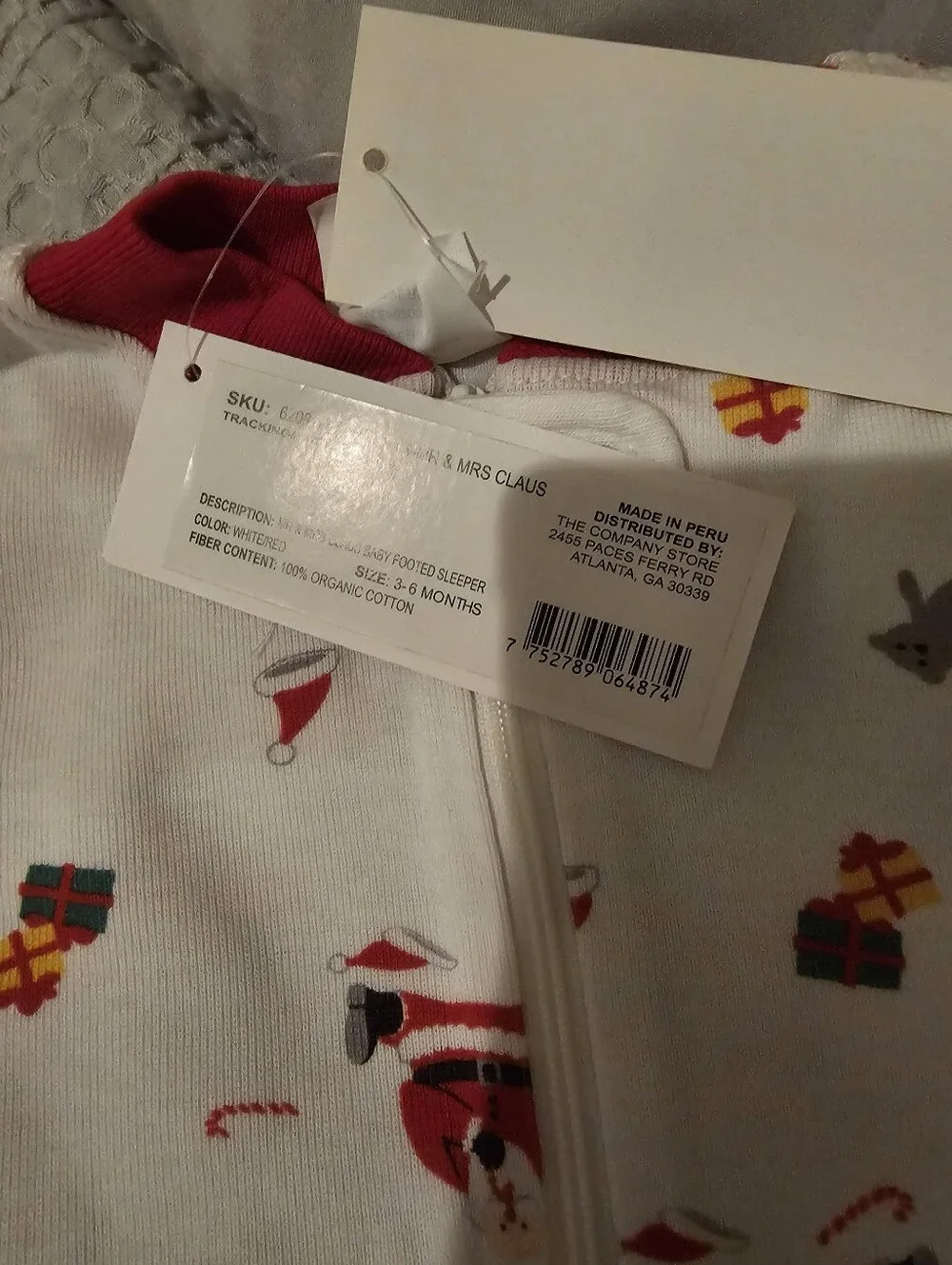 Holiday Santa-Print White and Red Footed One-Piece